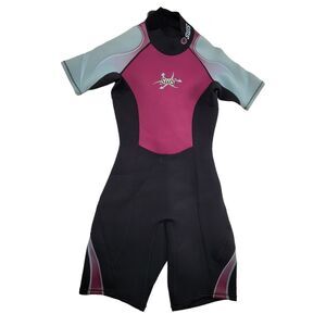 SWS Shorty Wetsuit Women's Size 6 MultiSport Water Gear Black Pink